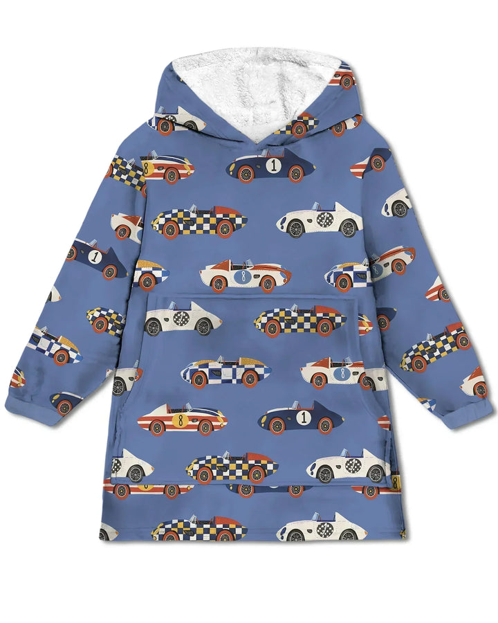 Stock Car Race Bamboo Wearable Hooded Blanket
