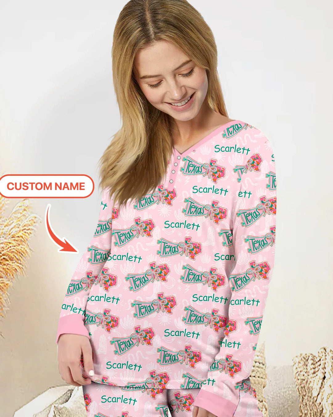 Custom Name Preppy Texas Charm Custom Bamboo Women Pajama Set