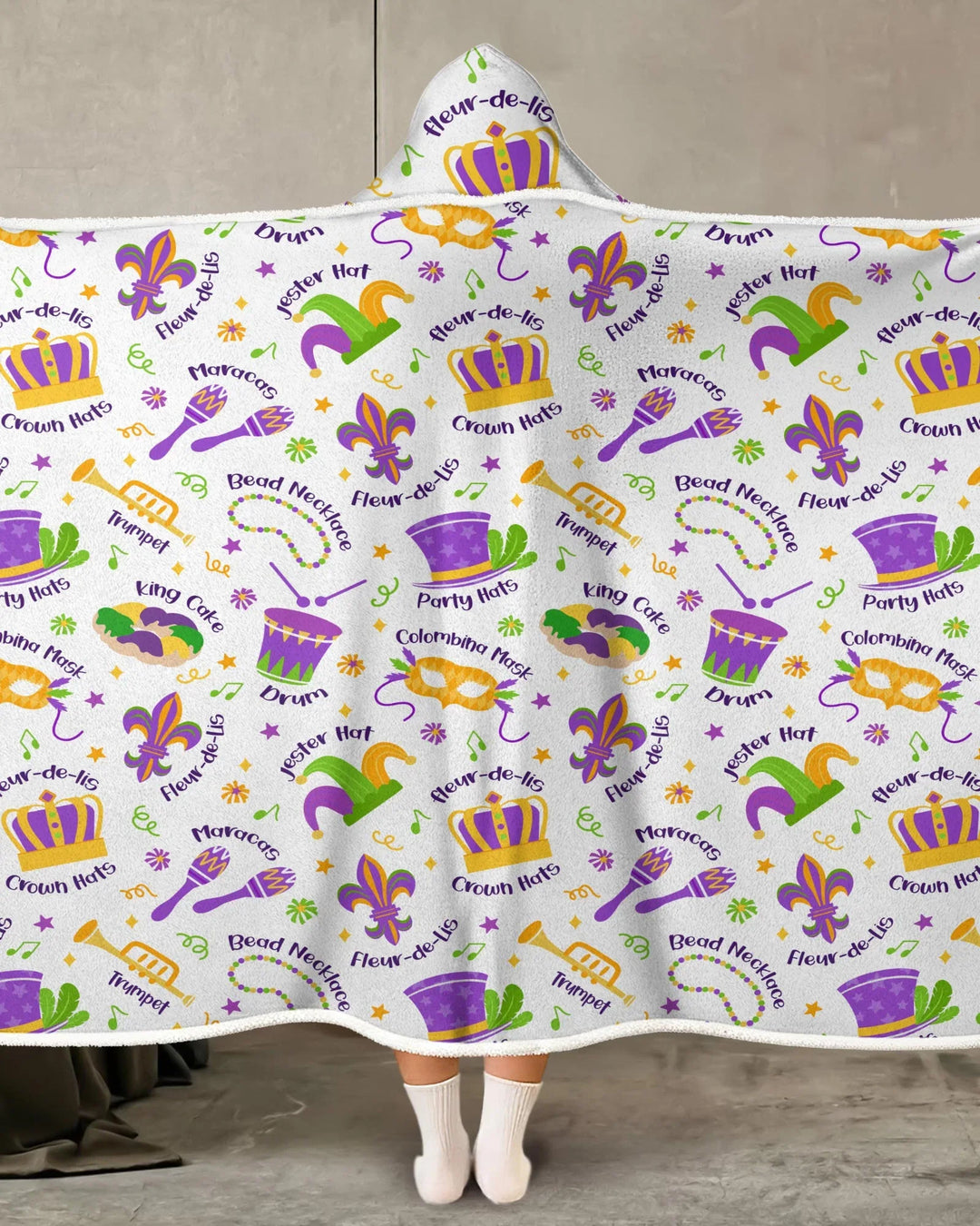 Mardi Gras Family Matching Bamboo Wearable Hooded Blanket