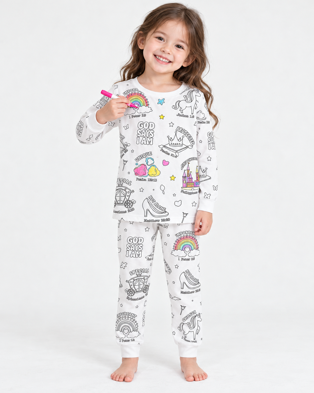 God Says I am Girl Colorable Bamboo Two Piece Pyjamas Set
