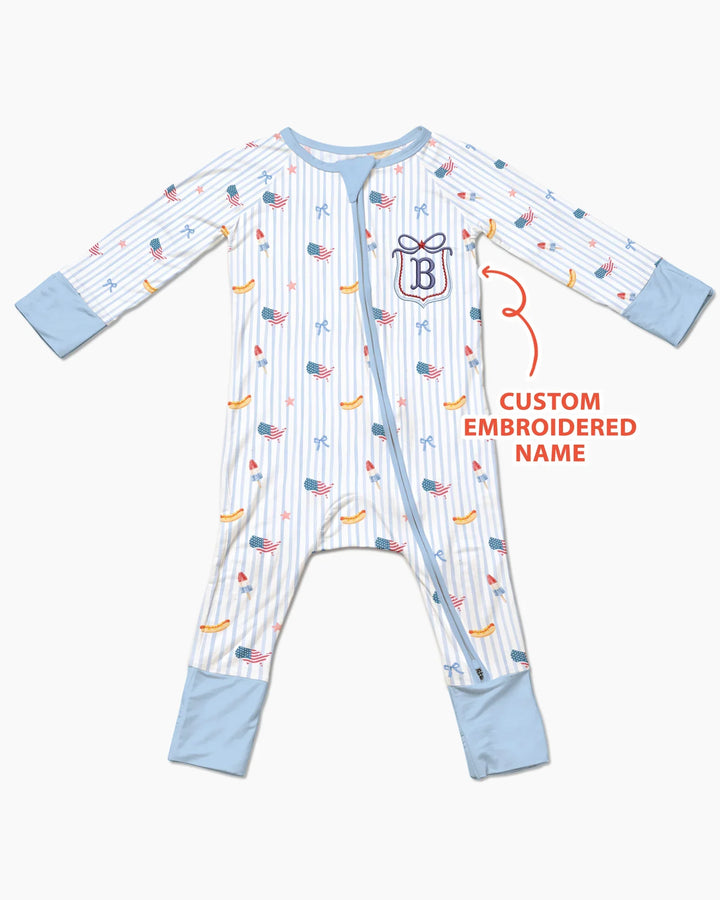 Personalized 4th Of July Embroidered Bamboo Convertible Zippy