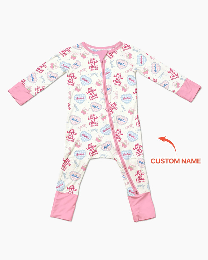 He Loved Us First Custom Name Bamboo Convertible Zippy