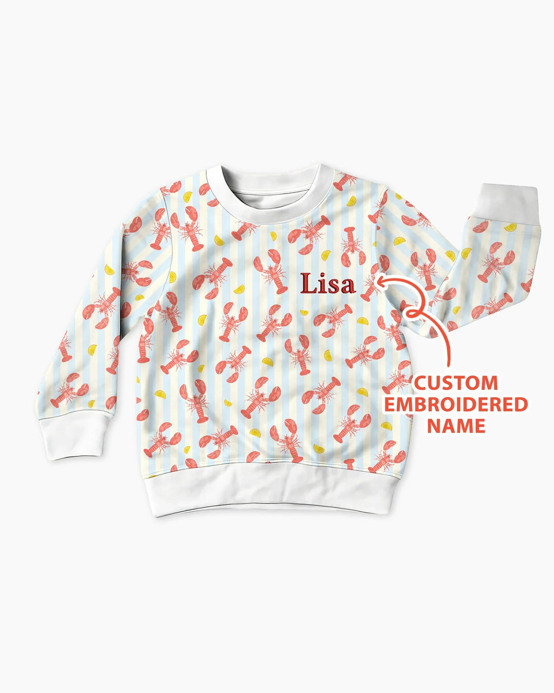 Personalized Embroidered Crawfish Summer Baby Bamboo Crewneck Sweatshirt