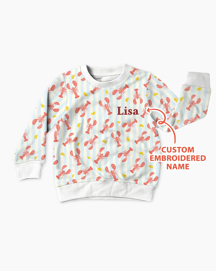 Personalized Embroidered Crawfish Summer Baby Bamboo Crewneck Sweatshirt