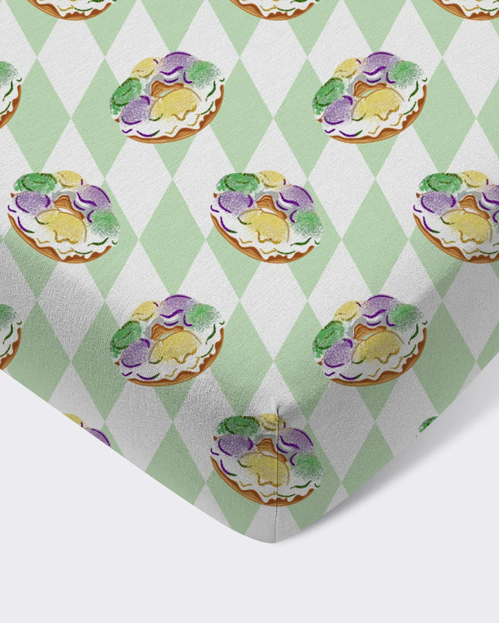 Mardi Gras Donut Bamboo Fitted Crib Sheet