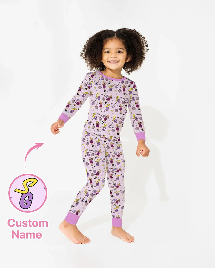 Custom Name Mini Rockstar Two Piece Long Sleeve Pajama Set