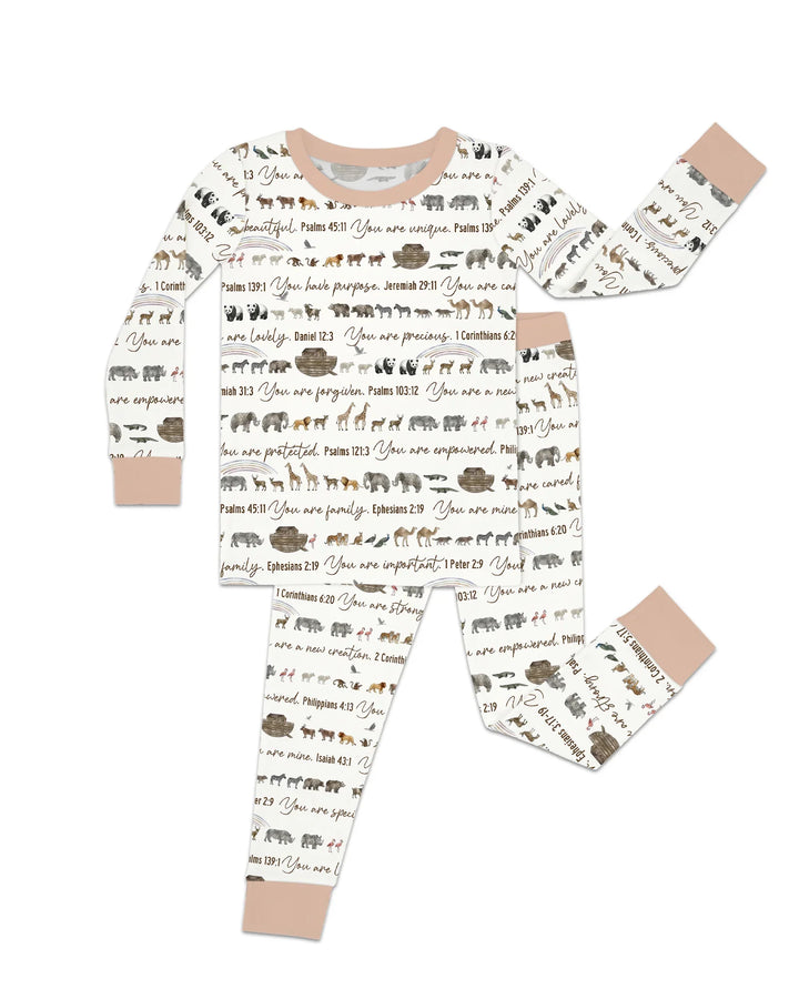 Biblical Noah's Ark Bamboo Two Piece Long Sleeve Pajama Set