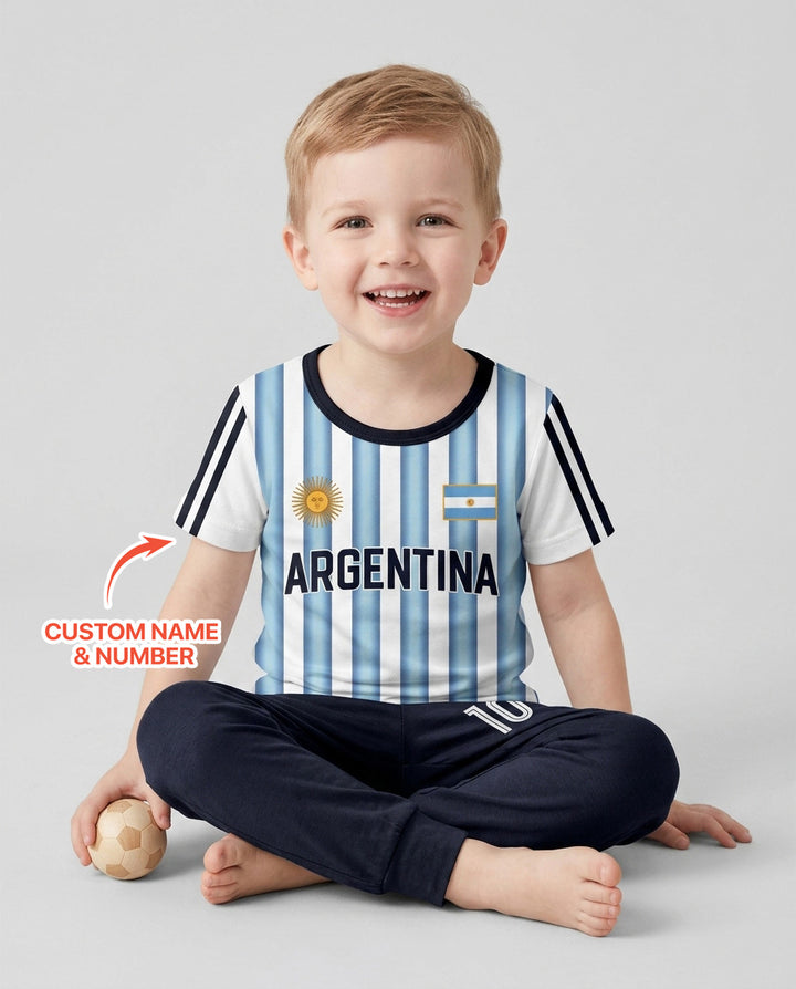 Custom Name Argentina Spirit Bamboo Two Piece Short Sleeve Pajama Set