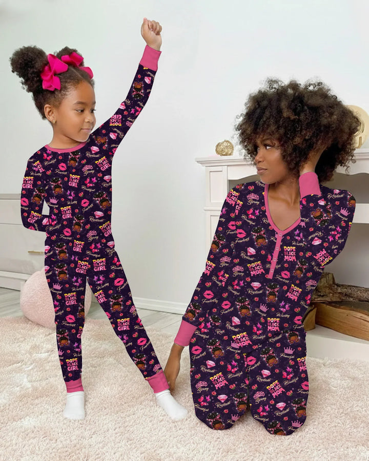Dope Black Queen Bamboo Two Piece Long Sleeve Pajama Set