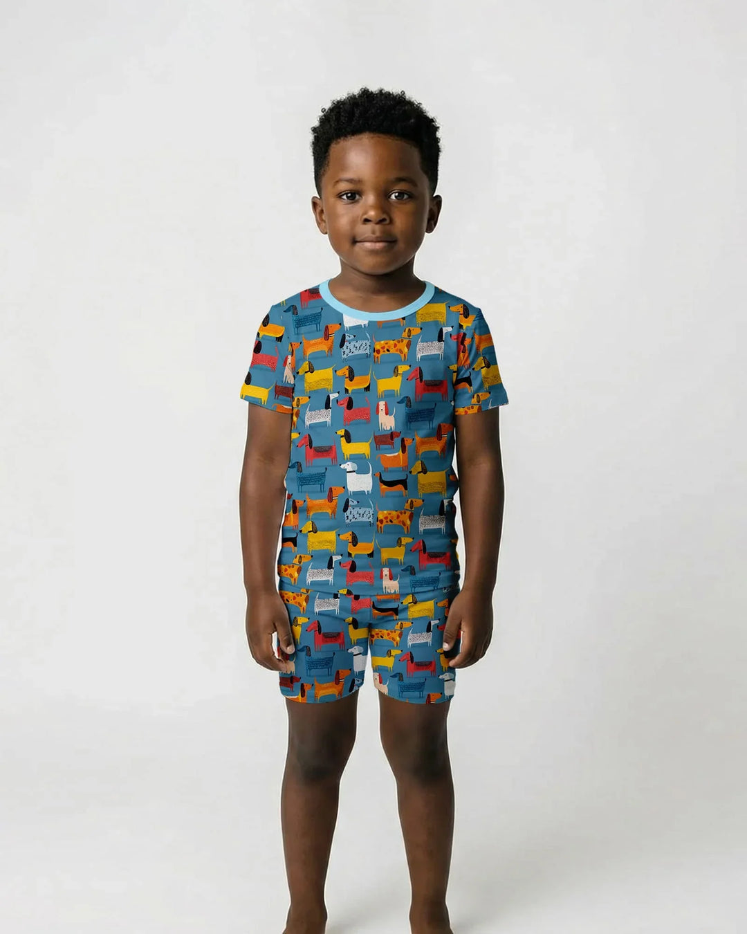 Whimsical Dachshund Bamboo Two Piece Short Sleeve Shorts Pajama Set