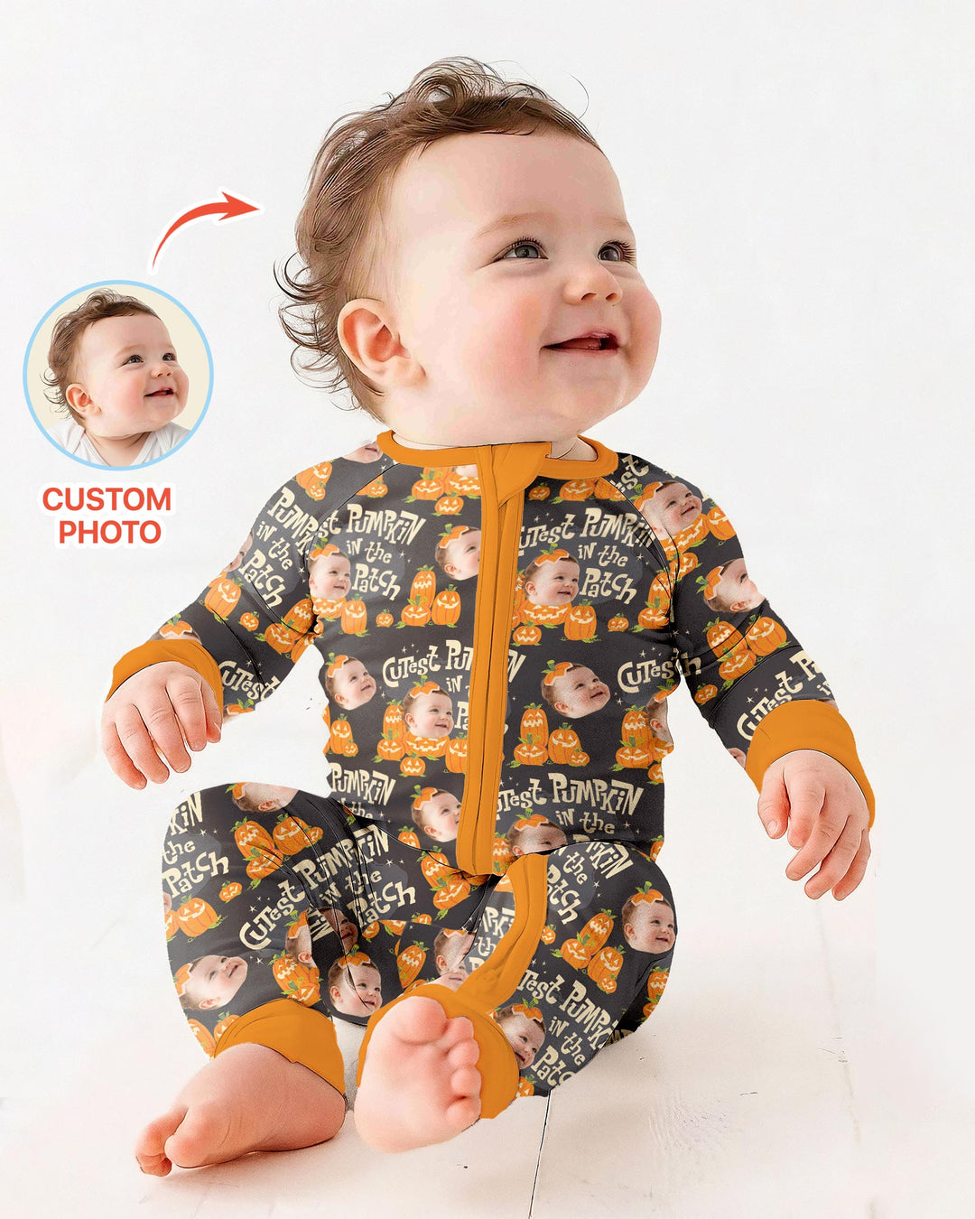 Custom Photo Cutest Pumpkin in the Patch Bamboo Convertible Zippy