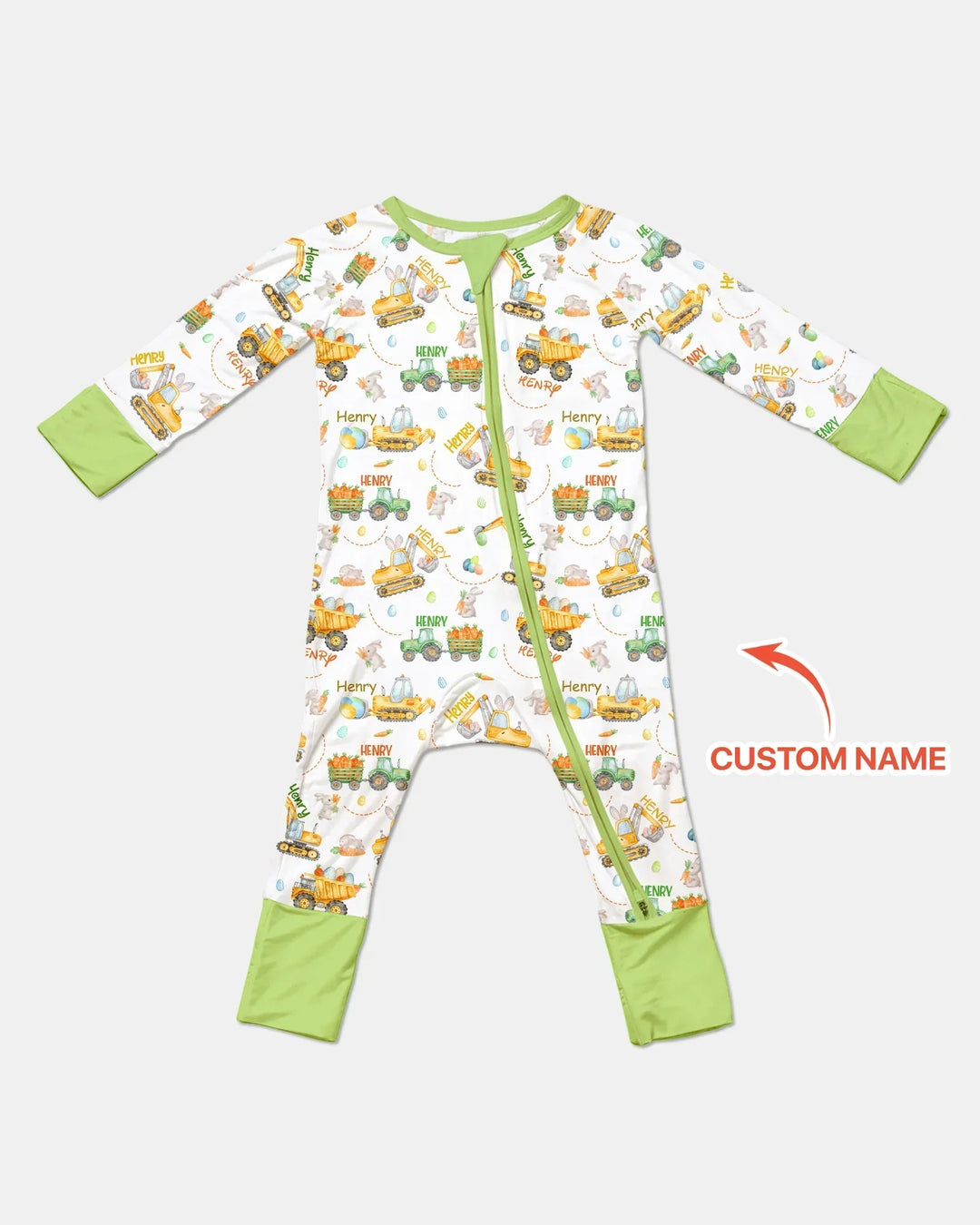 Easter Construction Vehicles Custom Name Bamboo Convertible Zippy
