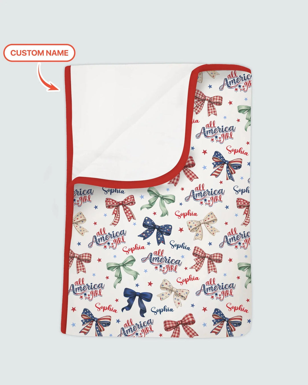 Custom Name All American Girl Bamboo Blanket