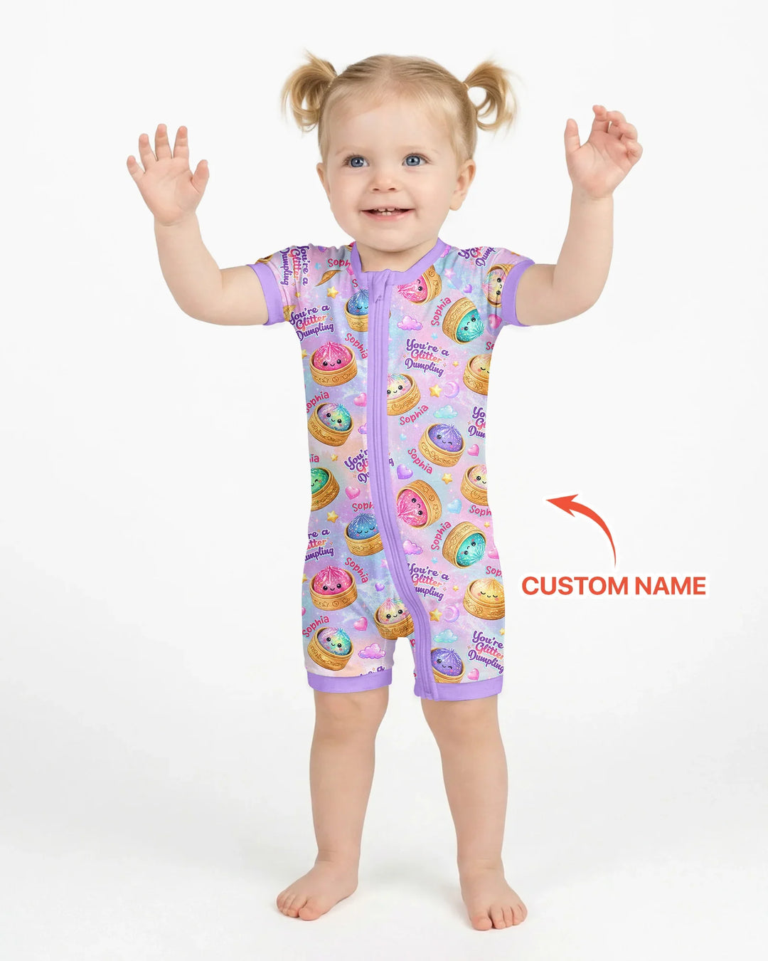 Custom Name You're A Glitter Dumpling Bamboo Shorty Zippy