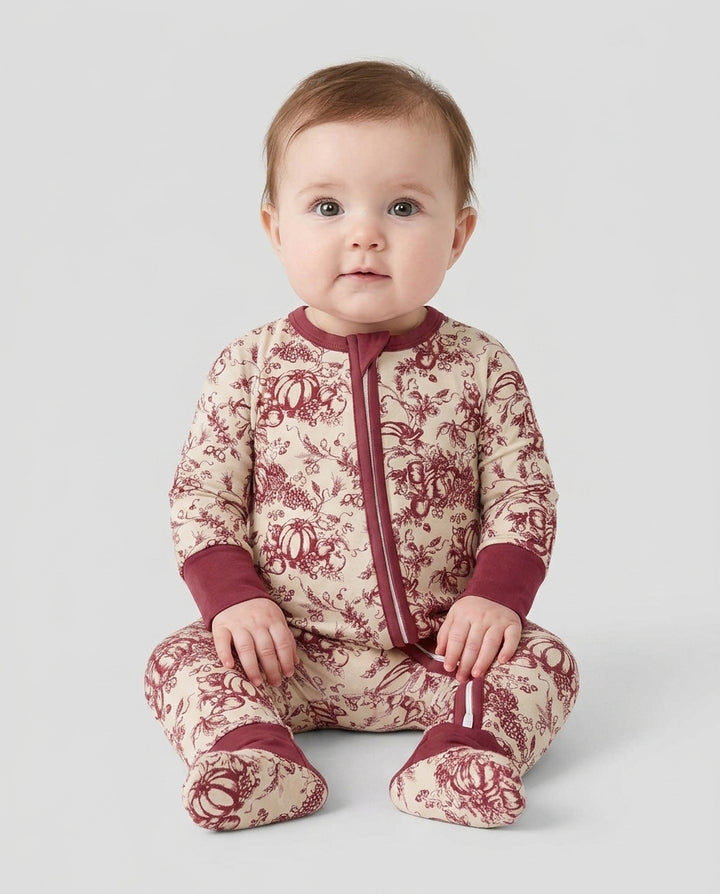 Fall Pumpkin Toile Family Matching Bamboo Convertible Zippy