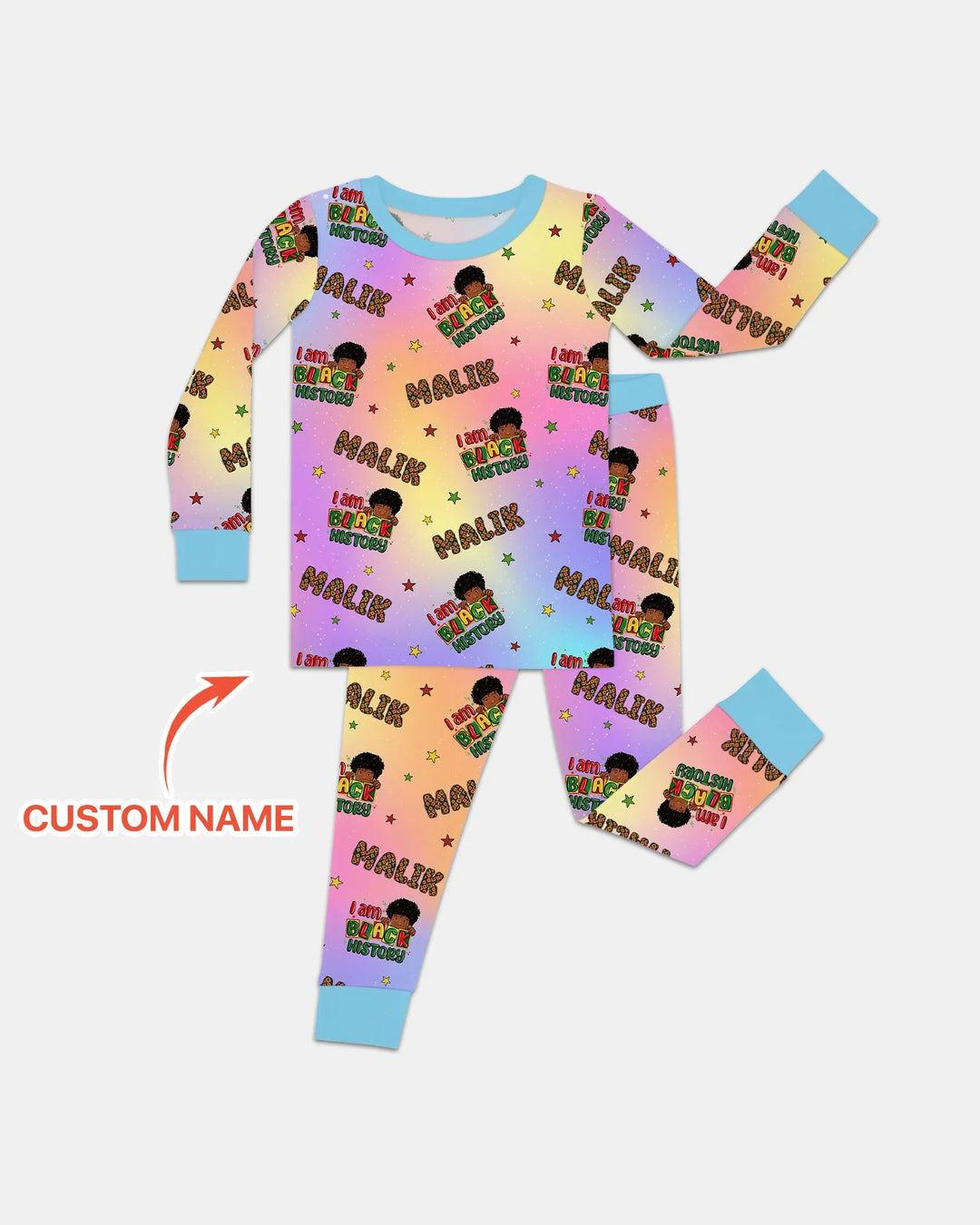 Custom Name I Am Black History Custom Bamboo Two Piece Long Sleeve Pajama Set