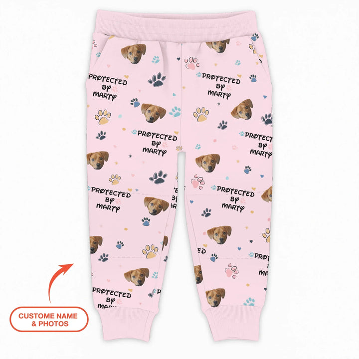 Custom Dog Photo Pattern "Protected By" Bamboo Jogger