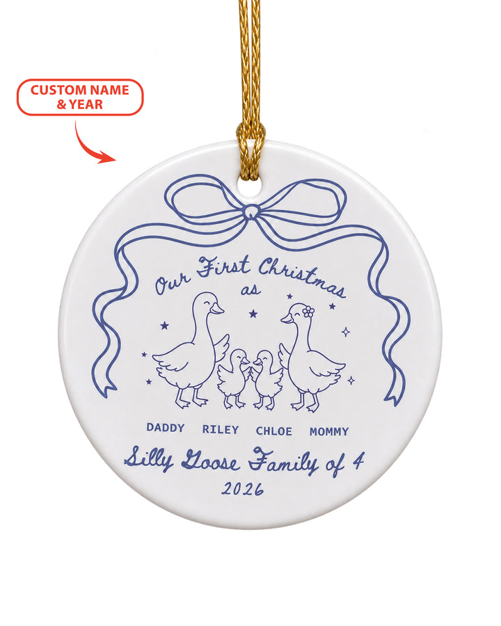 First Christmas Silly Goose Family Ceramic Ornament