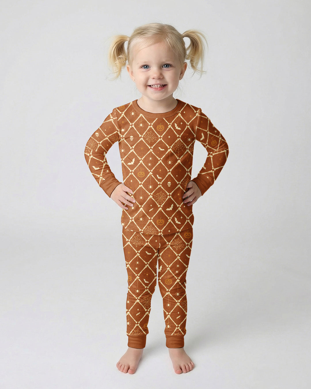 Gothic Skeleton Bones Spooky Halloween Bamboo Two Piece Long Sleeve Pajama Set
