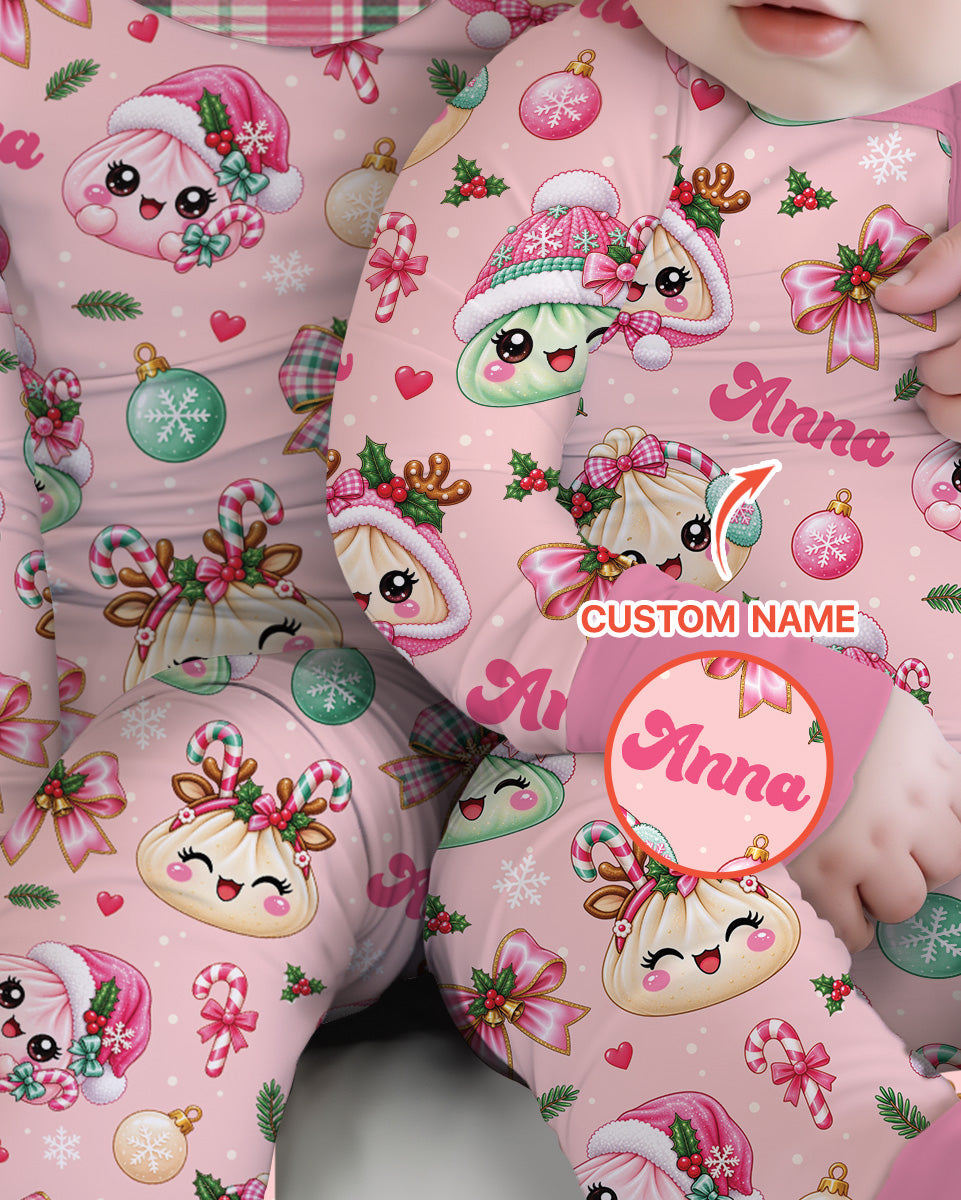 Custom Name Kawaii Christmas Dumpling Bamboo Convertible Zippy