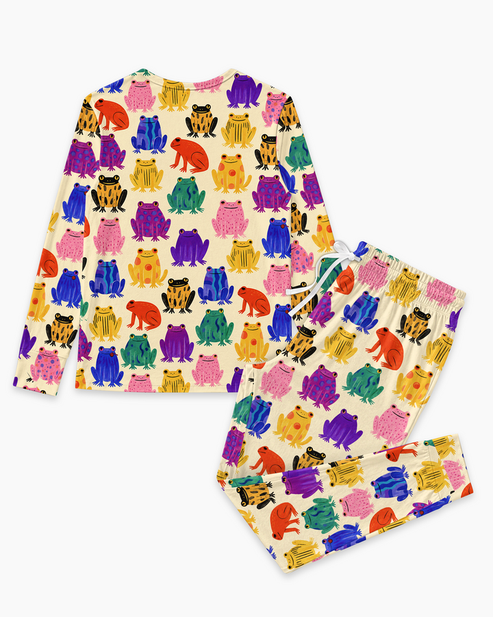 Rainbow Frog Parade Bamboo Women Pajama Set