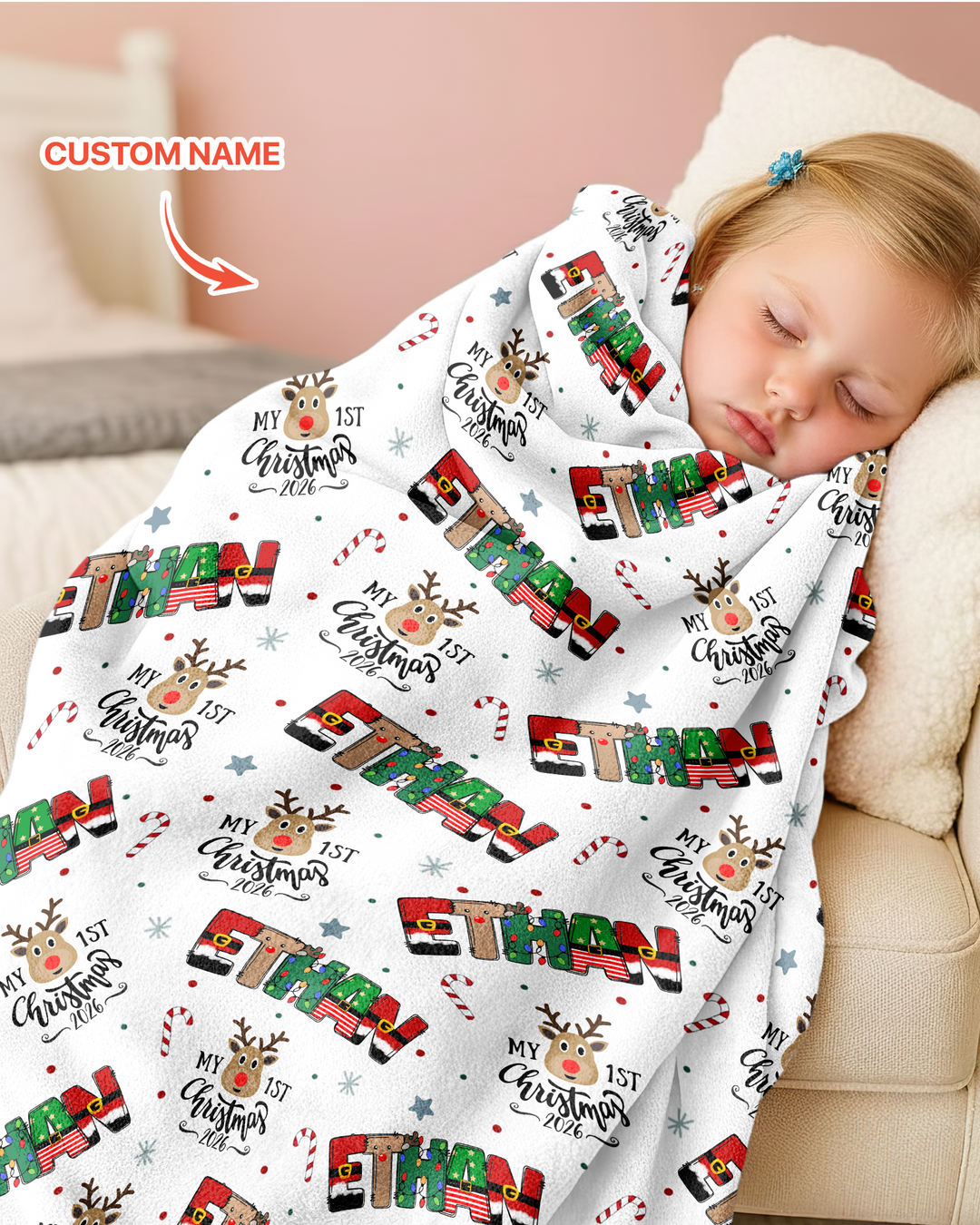 Custom Name "My First Christmas 2026" - Bamboo Blanket (G)