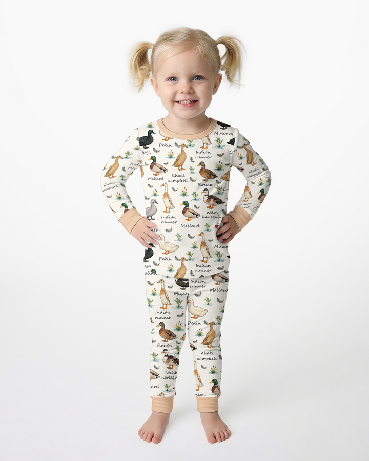 Farm Duck Species Bamboo Two Piece Long Sleeve Pajama Set