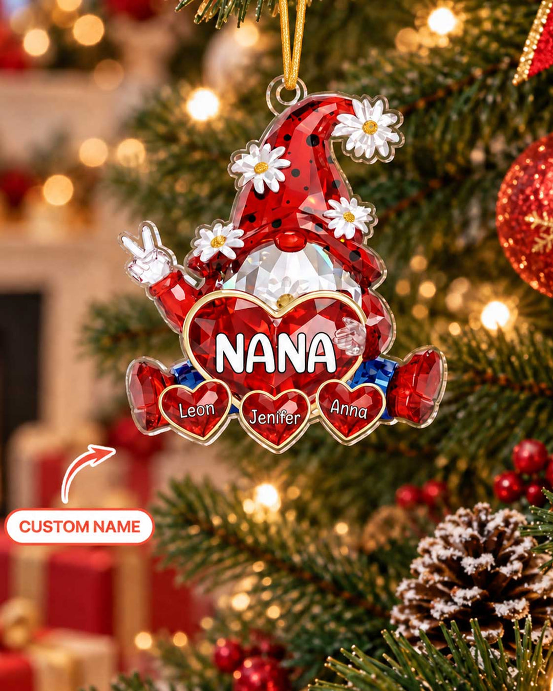 Gnome Grandma's Sweetheart Acrylic Ornament