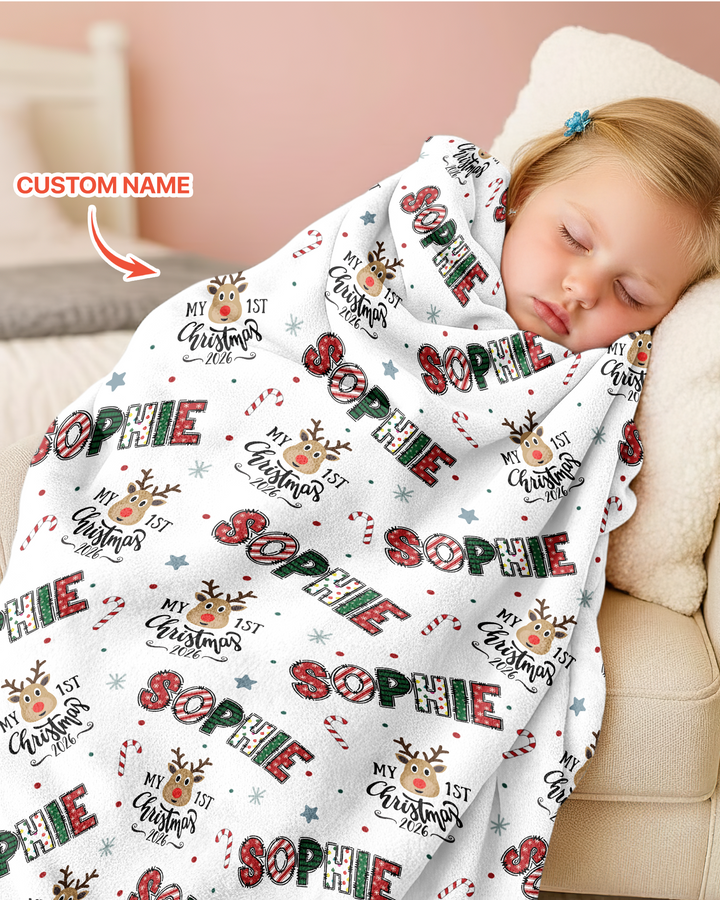 Custom Name "My First Christmas 2025" - Bamboo Blanket (S)