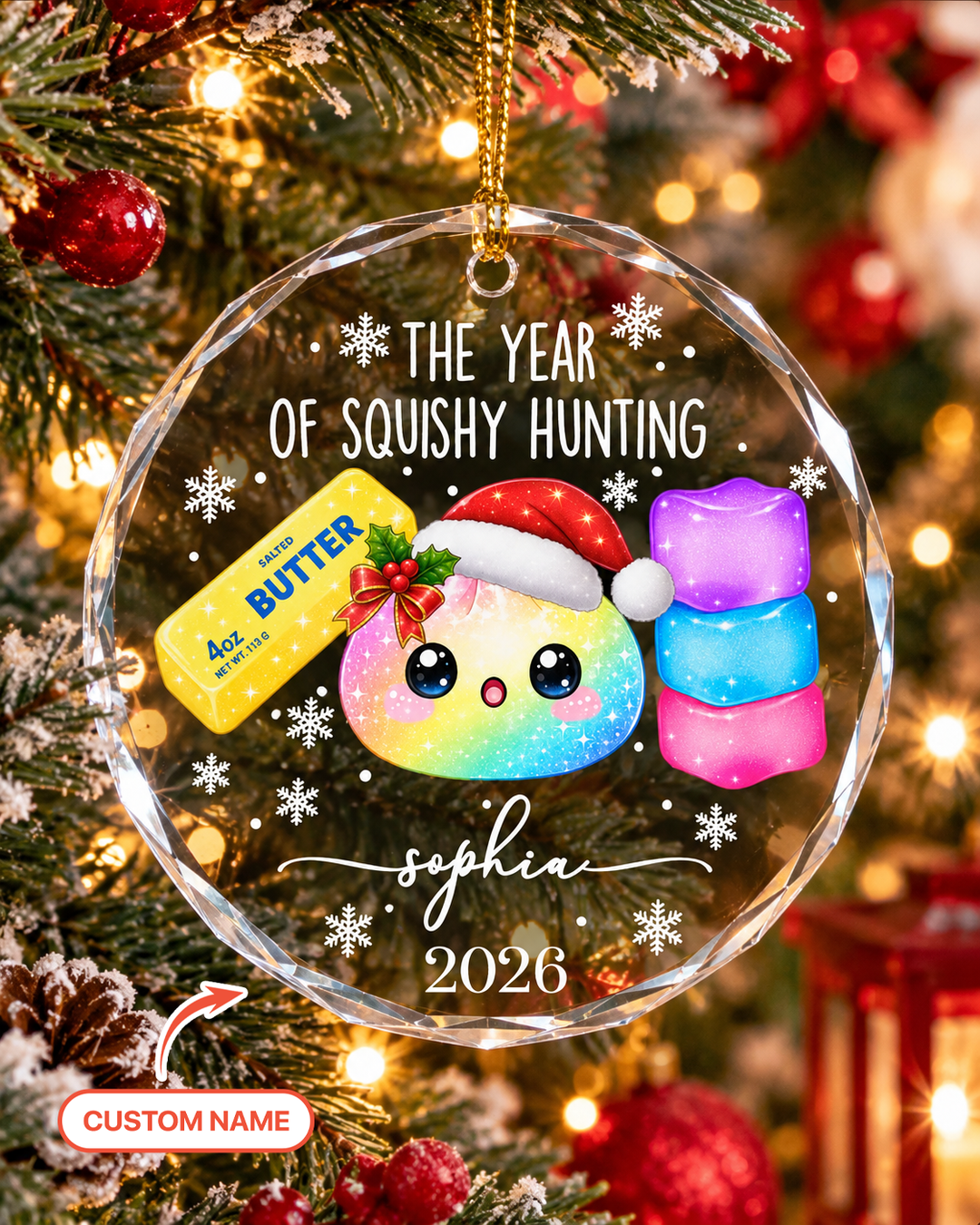 The Year Of Squishy Hunting Glass Ornament