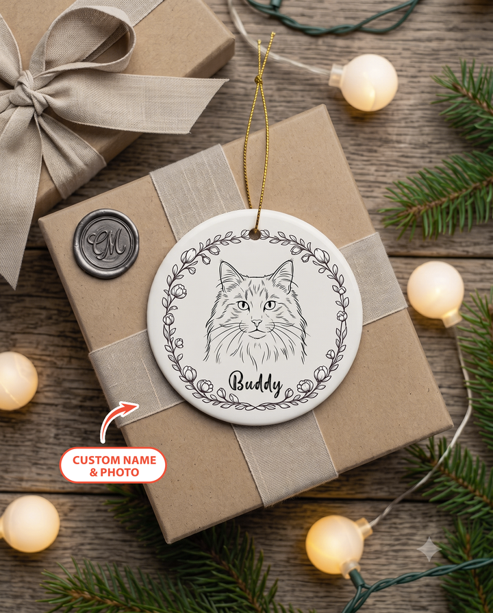 Custom Pet Photo Chinoiserie Ceramic Ornament