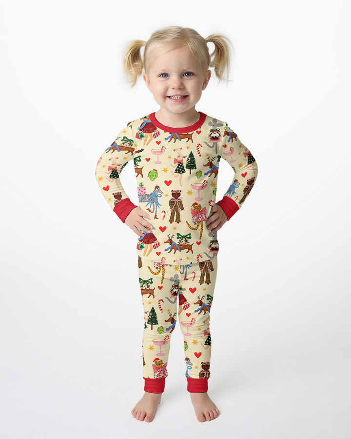 Animals Christmas Bamboo Two Piece Long Sleeve Pajama Set