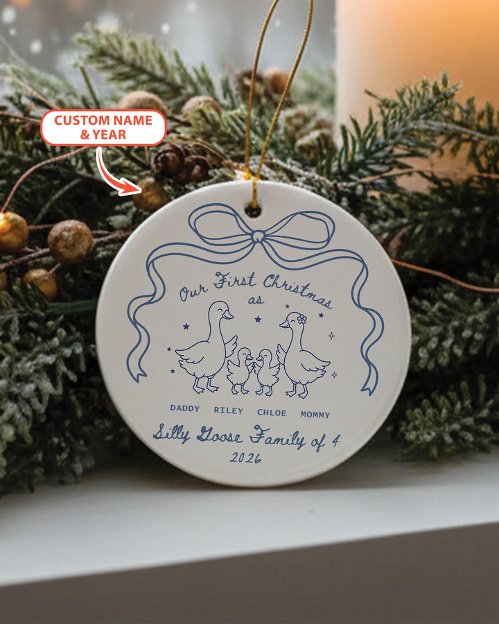 First Christmas Silly Goose Family Ceramic Ornament
