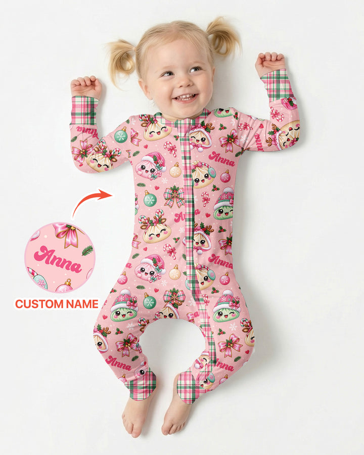 Custom Name Kawaii Christmas Dumpling Bamboo Convertible Zippy