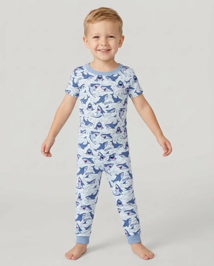 Big Sharks Attack Bamboo Two Piece Short Sleeve Pajama Set