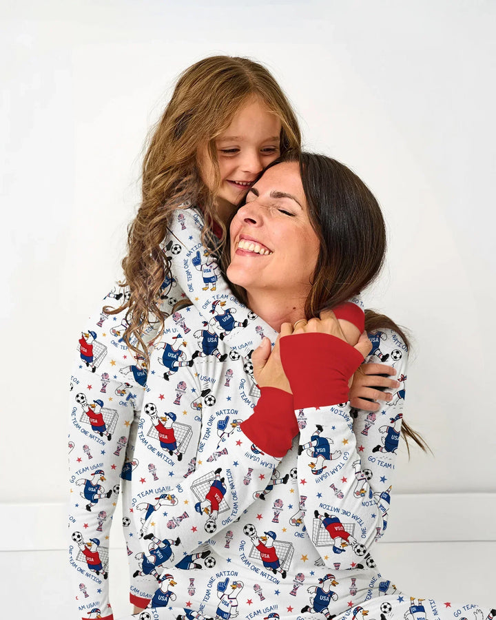 USA Soccer Goose Family Matching Bamboo Two Piece Long Sleeve Pajama Set
