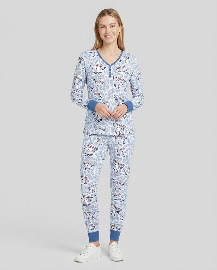 Happy Soccer Ball Family MatchingBamboo Women Pajama Set