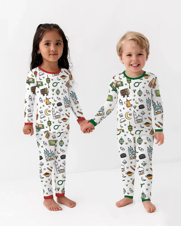 Ramadan Blessings Family Matching Bamboo Two Piece Long Sleeve Pajama Set