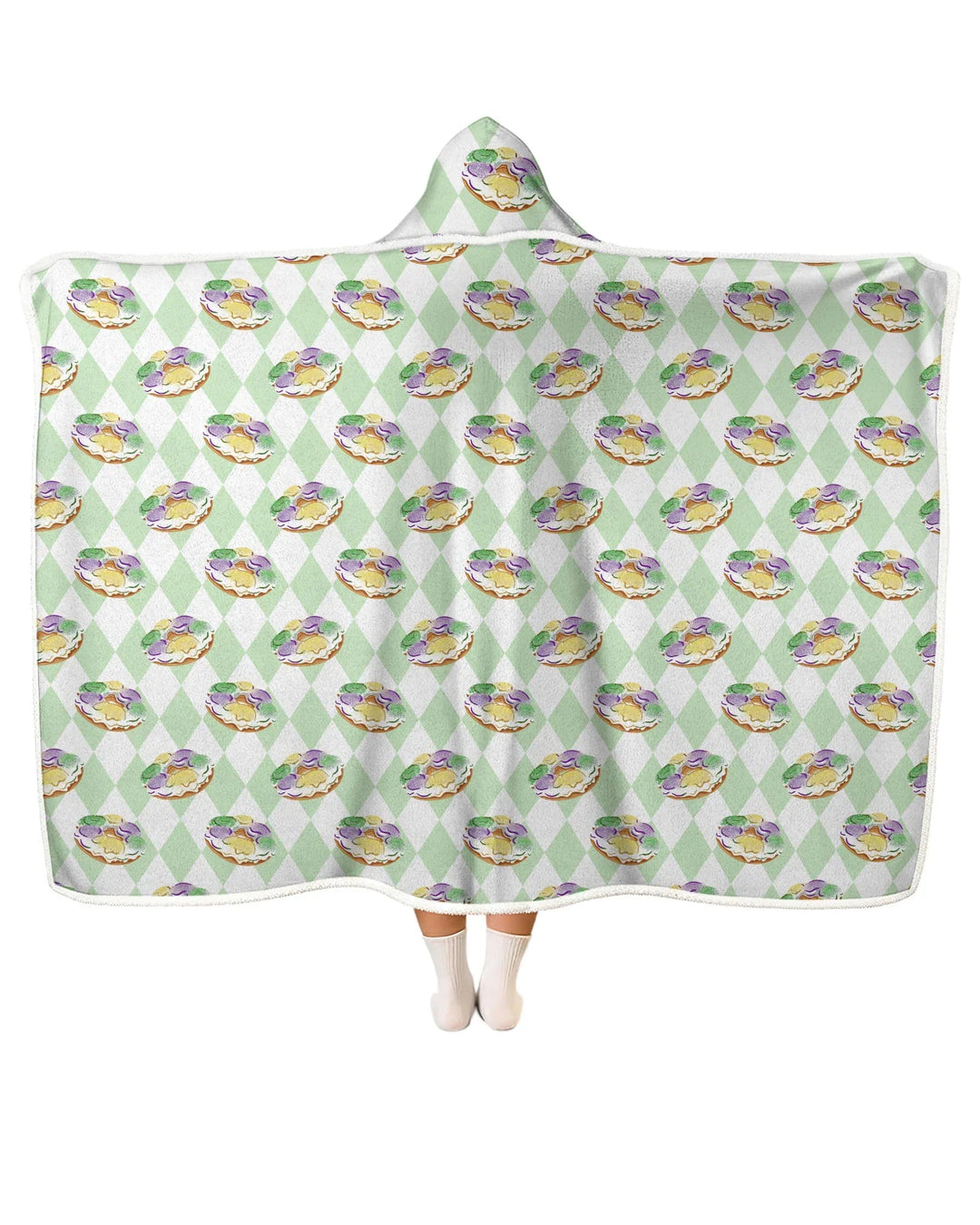 Mardi Gras Donut Bamboo Wearable Hooded Blanket