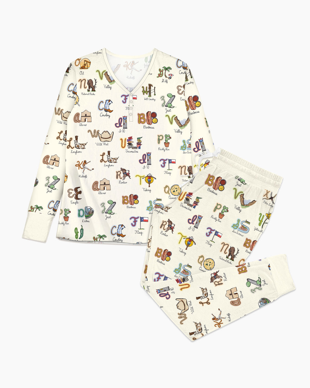 Texas Alphabet Bamboo Women Pajama Set