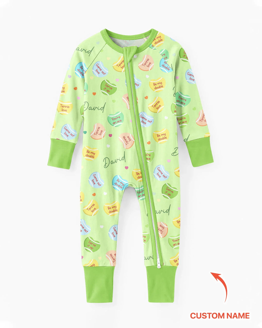 Custom Name Tennis Candy Hearts Bamboo Convertible Zippy