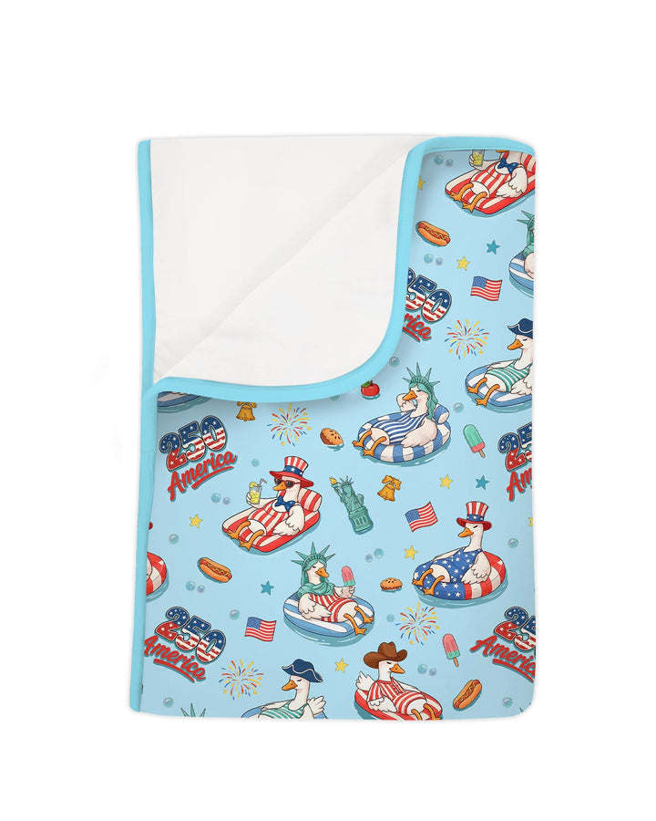 250 America Patriotic Goose Family Matching Bamboo Blanket