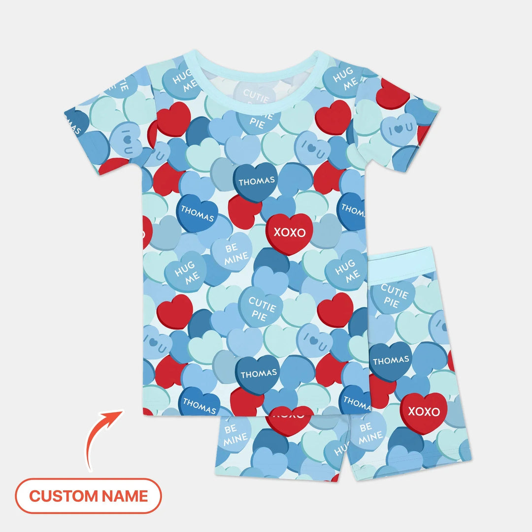 Valentine Candy Crush Family Matching Bamboo Two Piece Short Sleeve Shorts Pajama Set