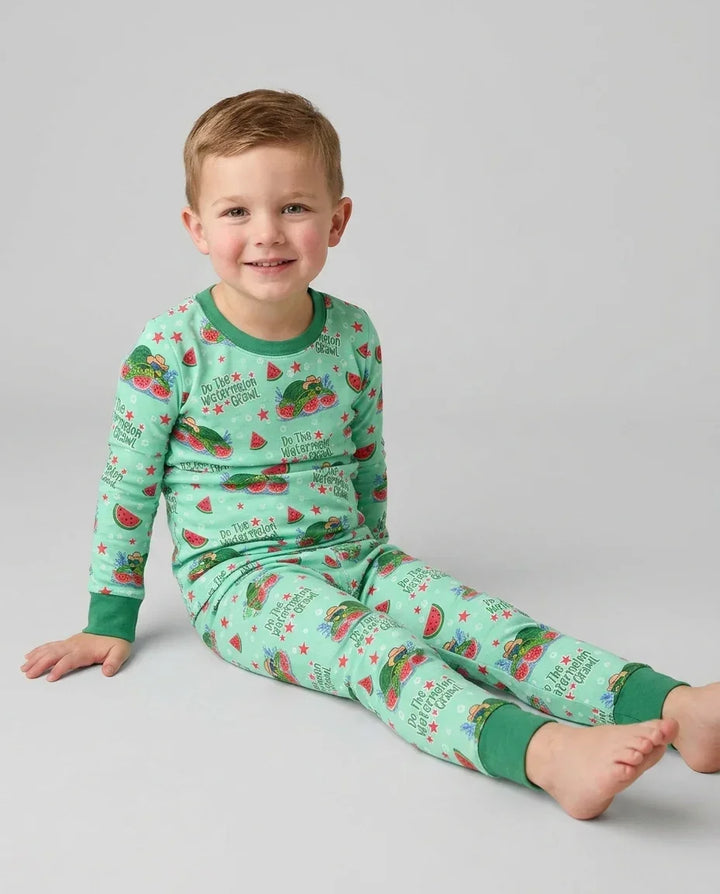 Watermelon Turtle Family Matching Bamboo Two Piece Long Sleeve Pajama Set