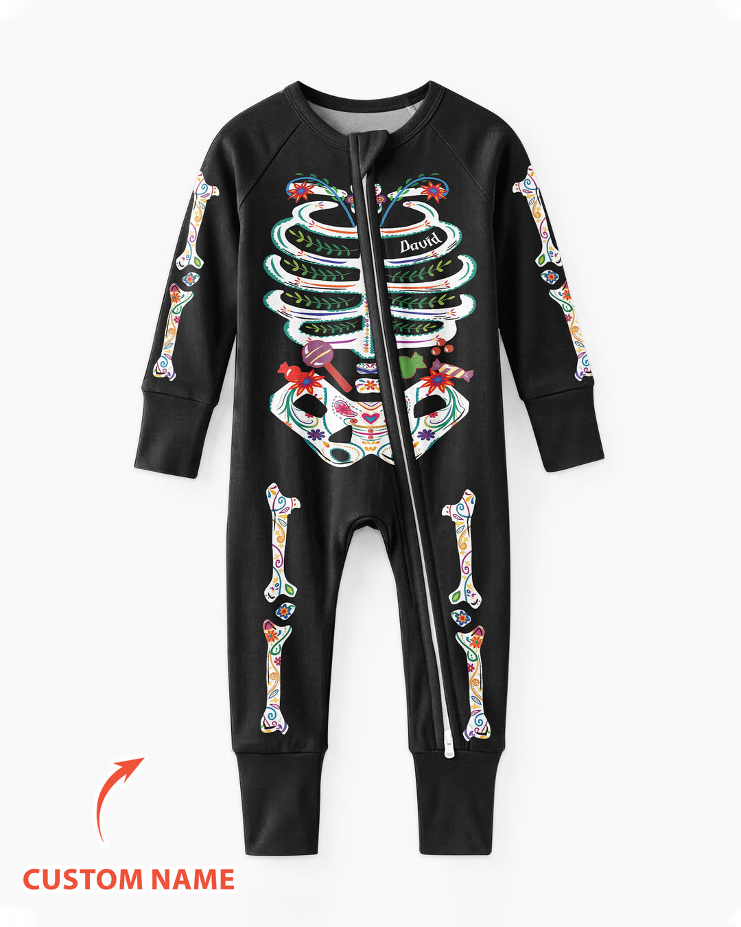 Custom Mexican Halloween Floral Skeleton Bamboo Convertible Zippy