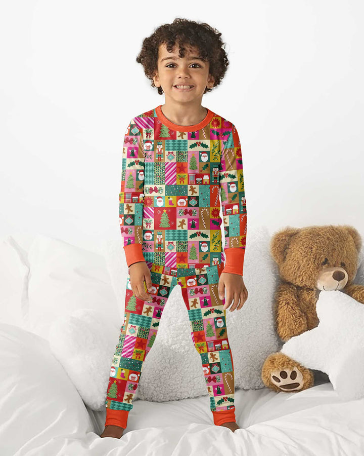 Maximalist Christmas Collage Bamboo Two Piece Long Sleeve Pajama Set