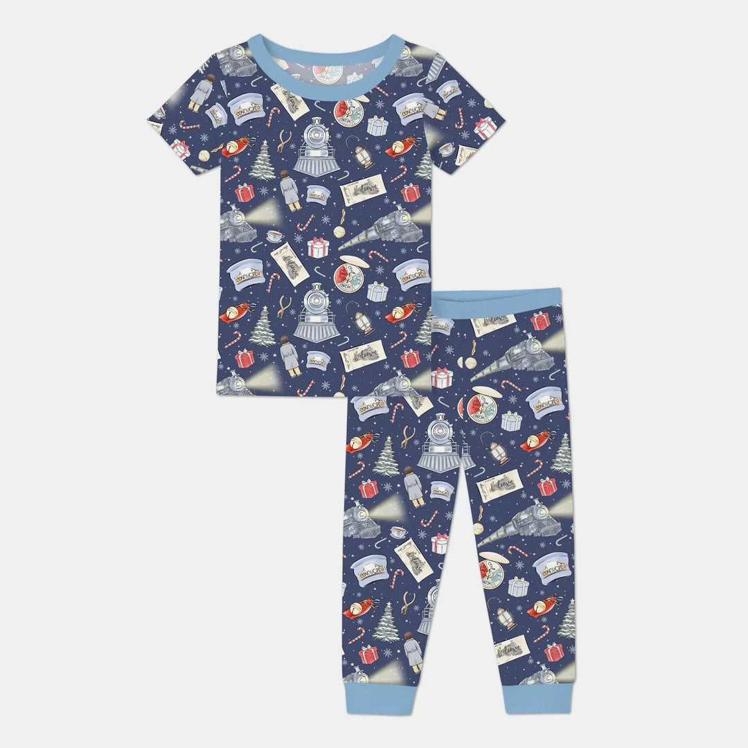 Christmas Train Bamboo Two Piece Short Sleeve Pajama Set
