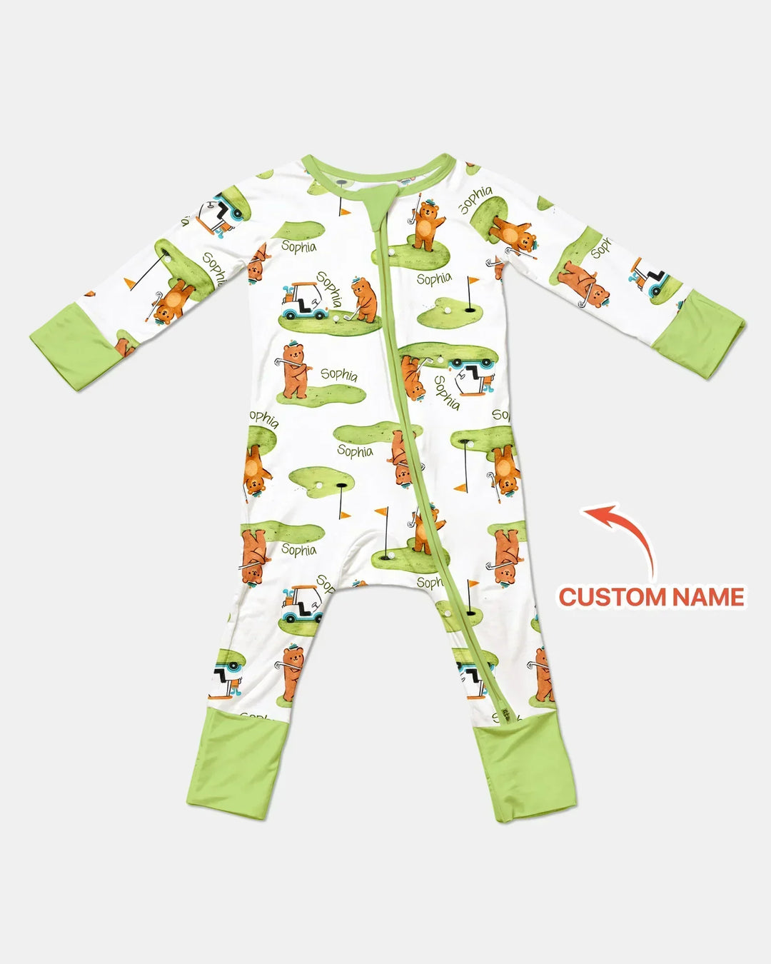 Custom Name Little Bear Golf Club Bamboo Convertible Zippy