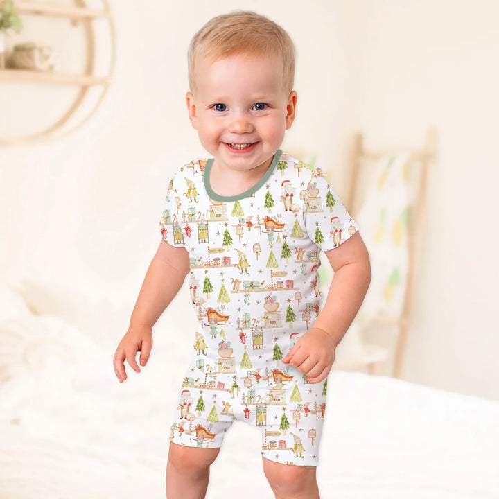 Santa's Workshop Bamboo Two Piece Short Sleeve Shorts Pajama Set