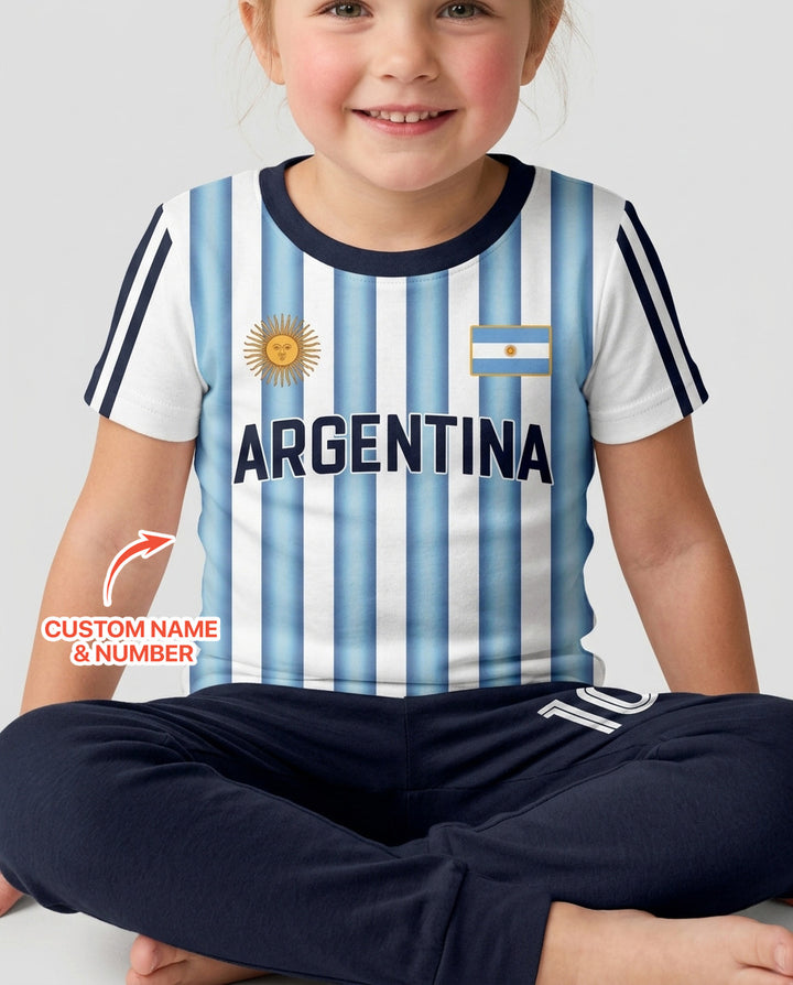 Custom Name Argentina Spirit Bamboo Two Piece Short Sleeve Pajama Set